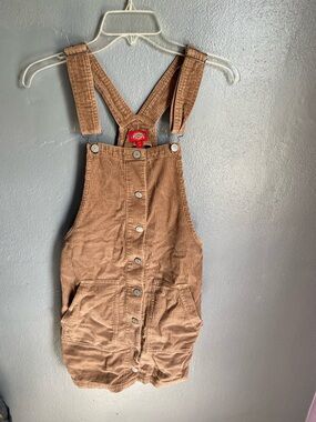 Dickies Tan Corduroy Overall Dress with Button Front